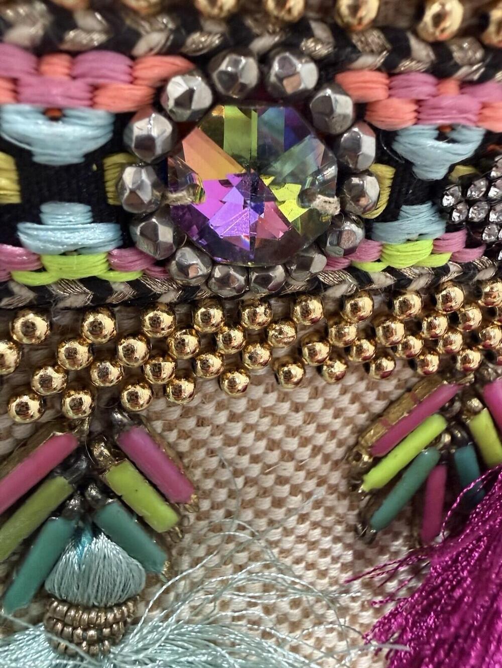 Steve Madden Beaded Tassel Crossbody Clutch Bag Multicolor Boho Festival NWT - Picture 13 of 14